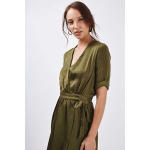 NWOT Top Shop Crushed Satin Wrap Dress